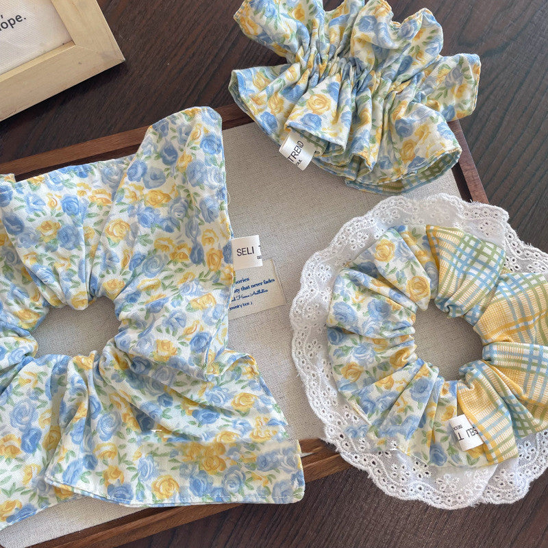 Floral Hair Ring with Fabric Design