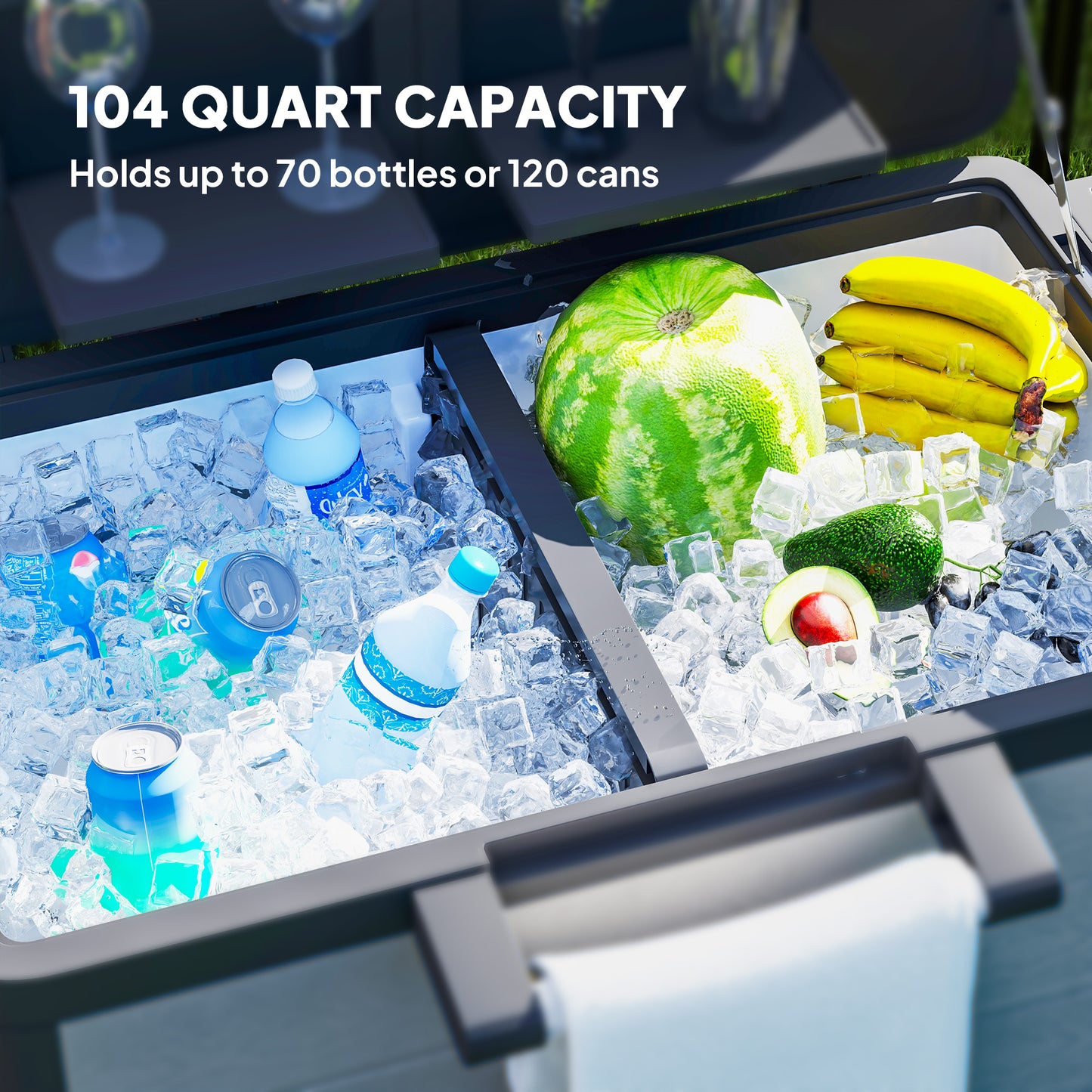 104 Quart Outdoor Cooler Cart with Bottle Opener & Wheels - Gray