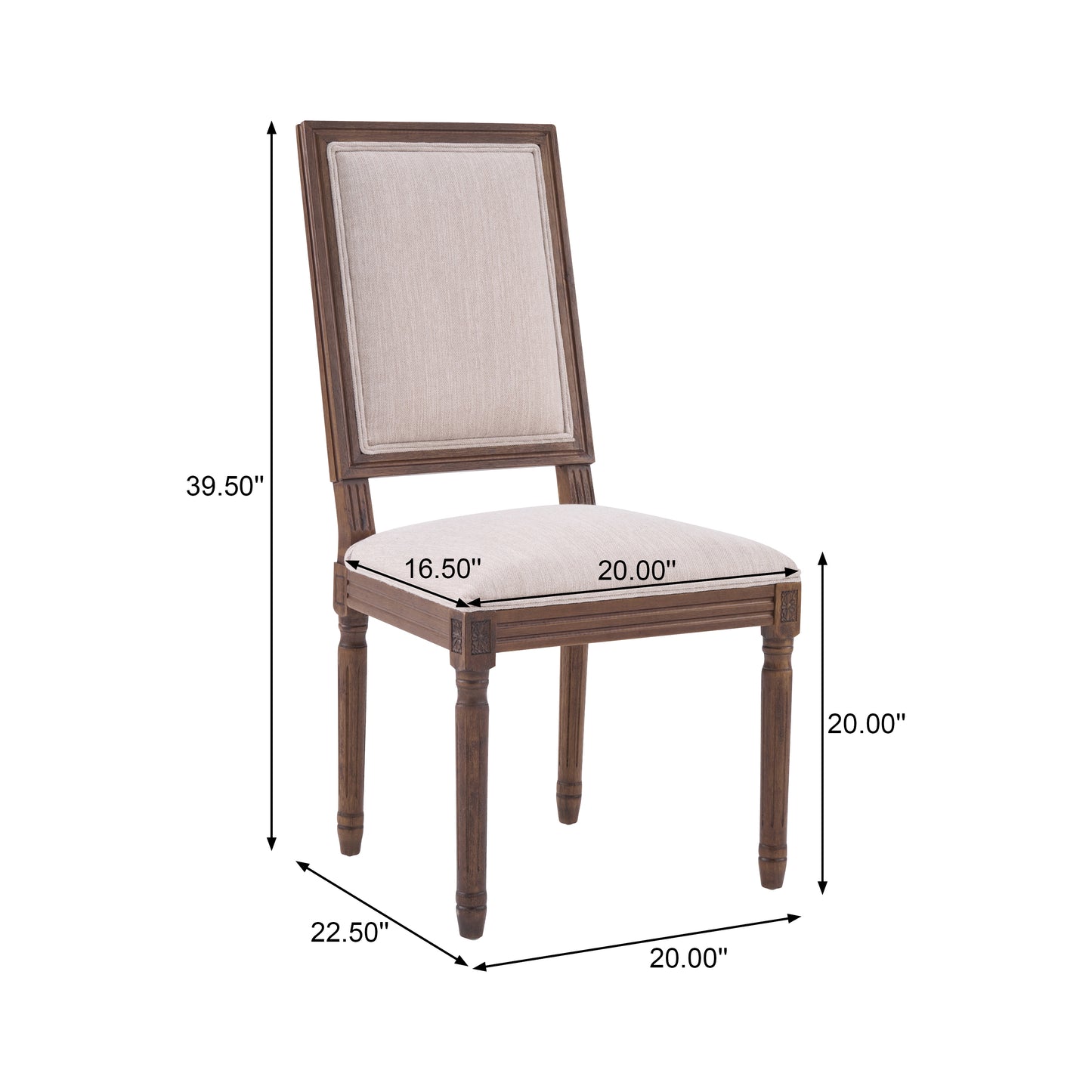 French Country Dining Chairs - Upholstered Cane Backrest, Set of 2