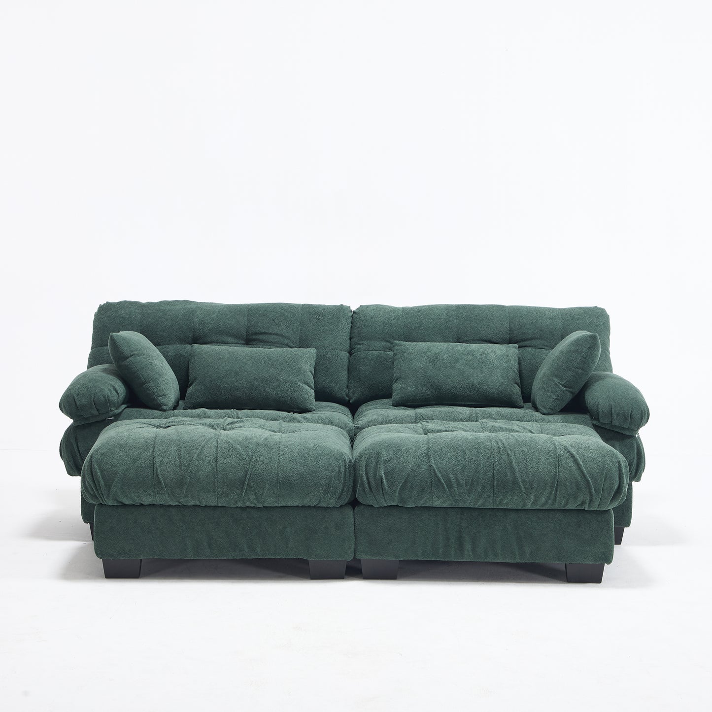 U Shaped Modular Sectional Sofa with Ottoman - Green