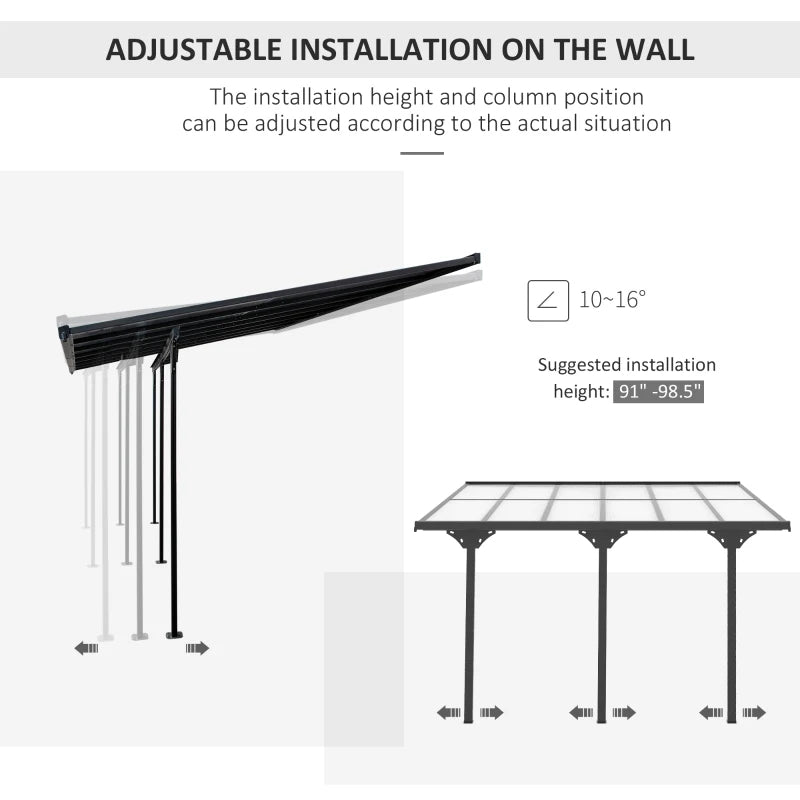 12' X 10' Outdoor Polycarbonate Pergola, Transparent UV Blocking