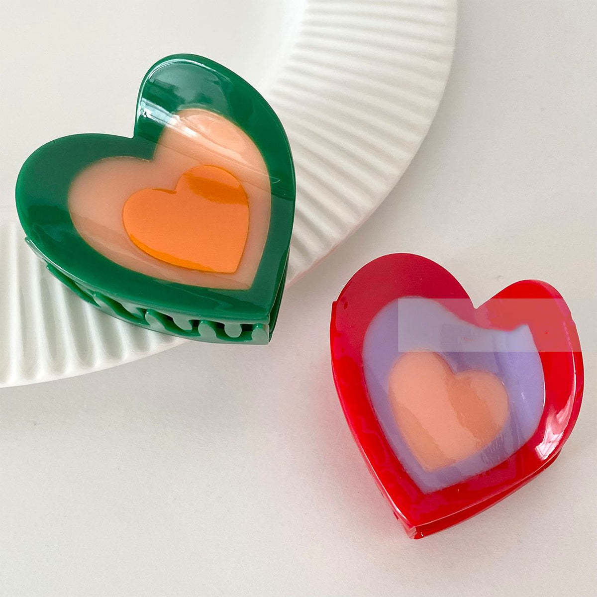 Retro Heart Acetate Hair Clip 6.5cm