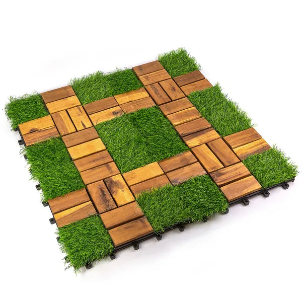 12x12 Inch Acacia Wood Modular Flooring - Easy to Install Home Renovation