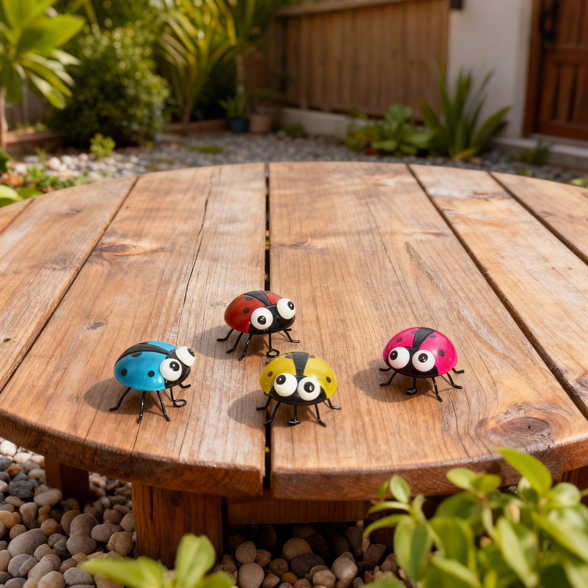 Wrought Iron Beetle and Ladybug Wall Decor for Outdoor Gardens and Courtyards