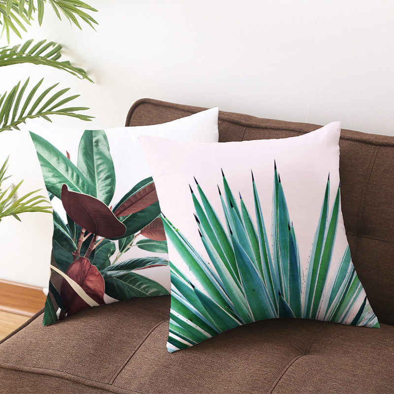 Peach Skin Sofa Pillowcase 45x45cm - Floral Plant Pattern Home Decor
