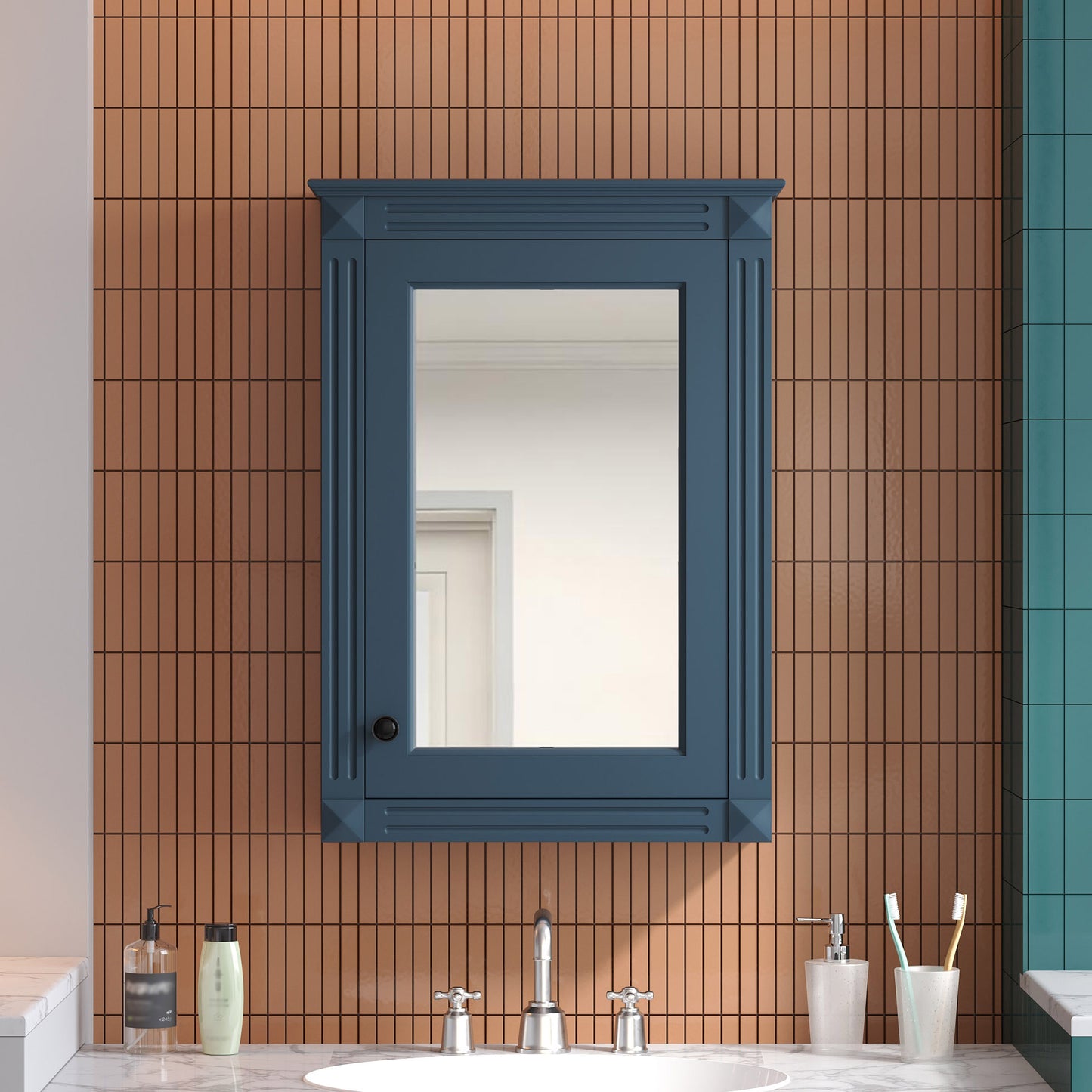 20 Wall Mounted Bathroom Storage Cabinet With Mirror, Medicine Height