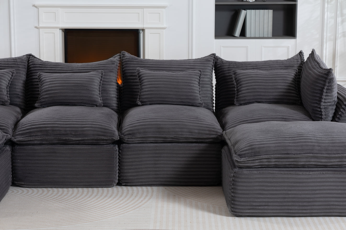 Oversized Modular Sectional Sofa - 129.8" Wide, Antique Grey