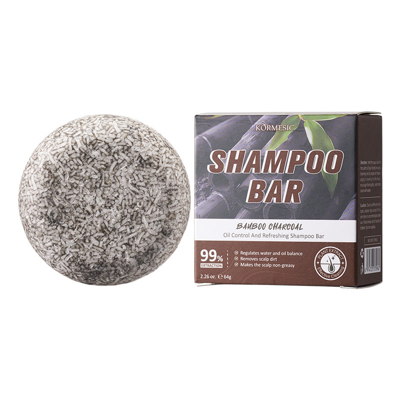 Bamboo Charcoal Oil Control Shampoo Soap 64g - Refreshing Hair Care for Oil-Free Scalp