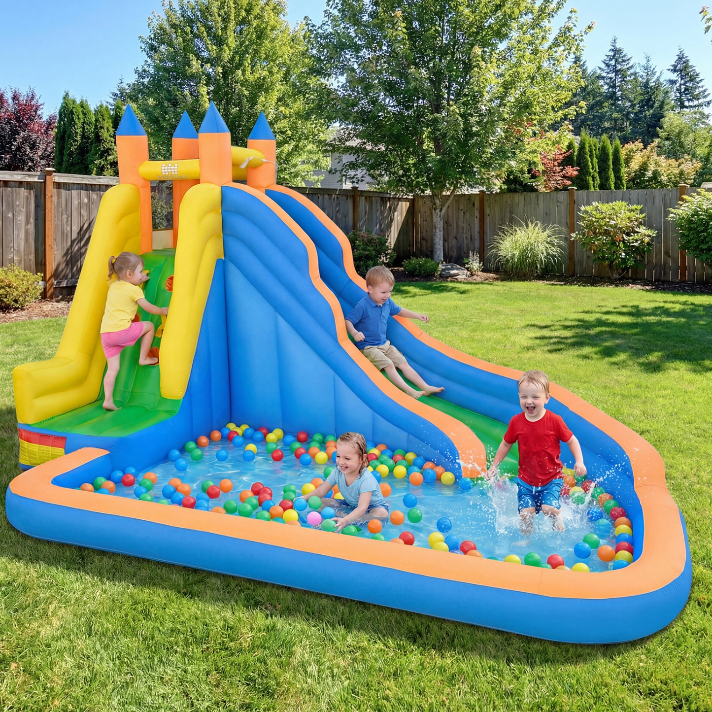 Inflatable Bounce House with Water Slide - Kids Outdoor Fun