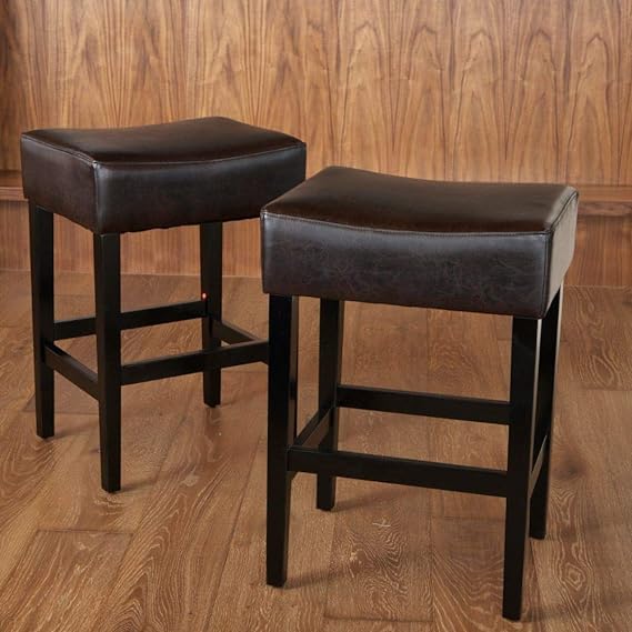 Set Of 2, 26.75 Backless Faux Leather Counter Height Barstool