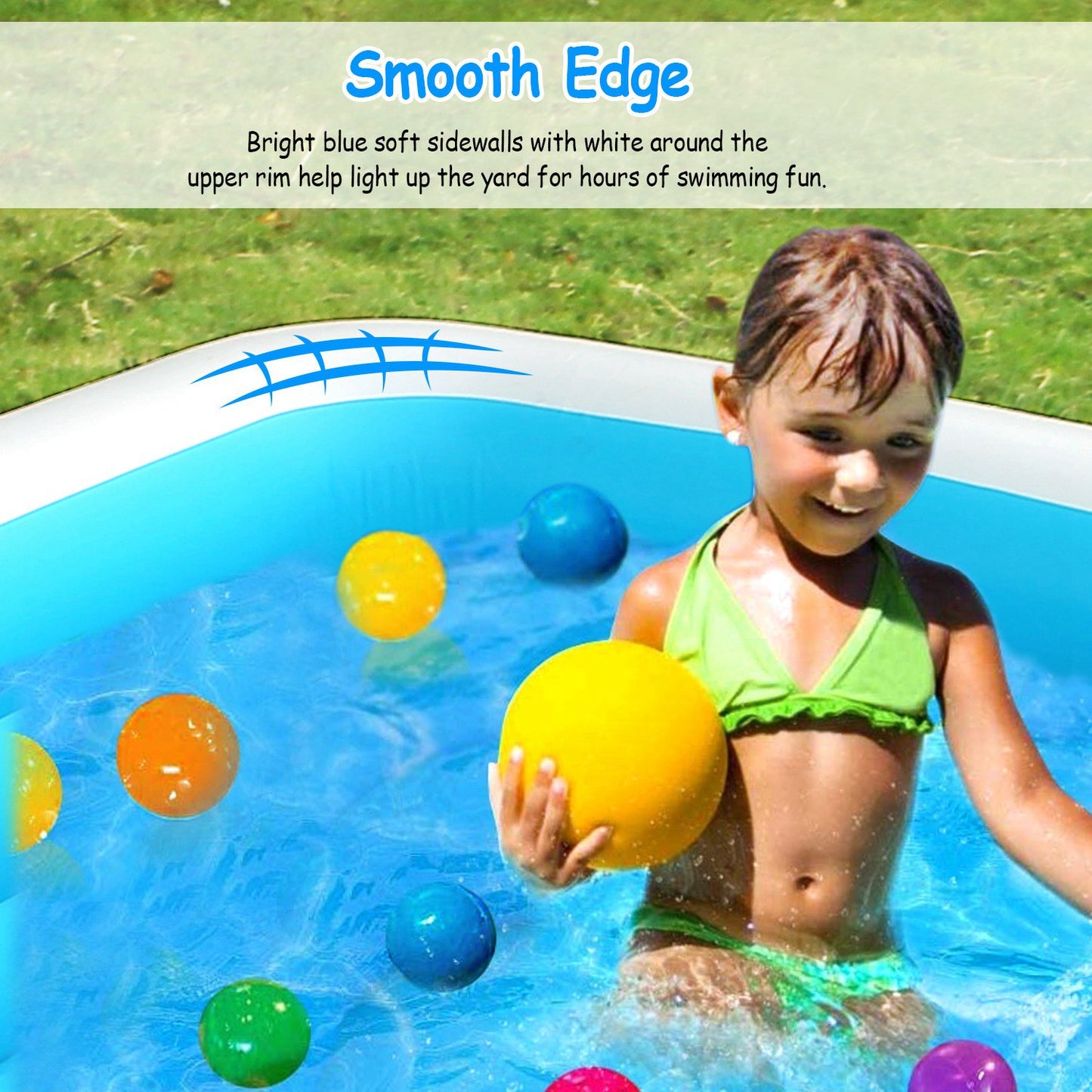Inflatable Swimming Pool for Kids - Family Play Center 103x69x24in