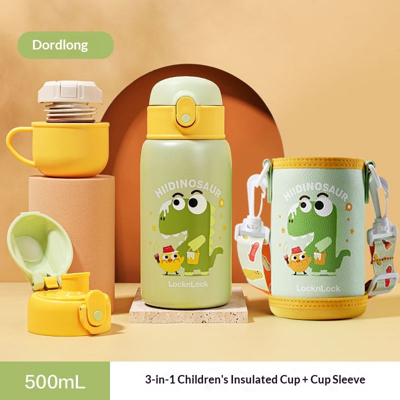 Insulated Children's Straw Cup with Adjustable Strap - 500ml Capacity