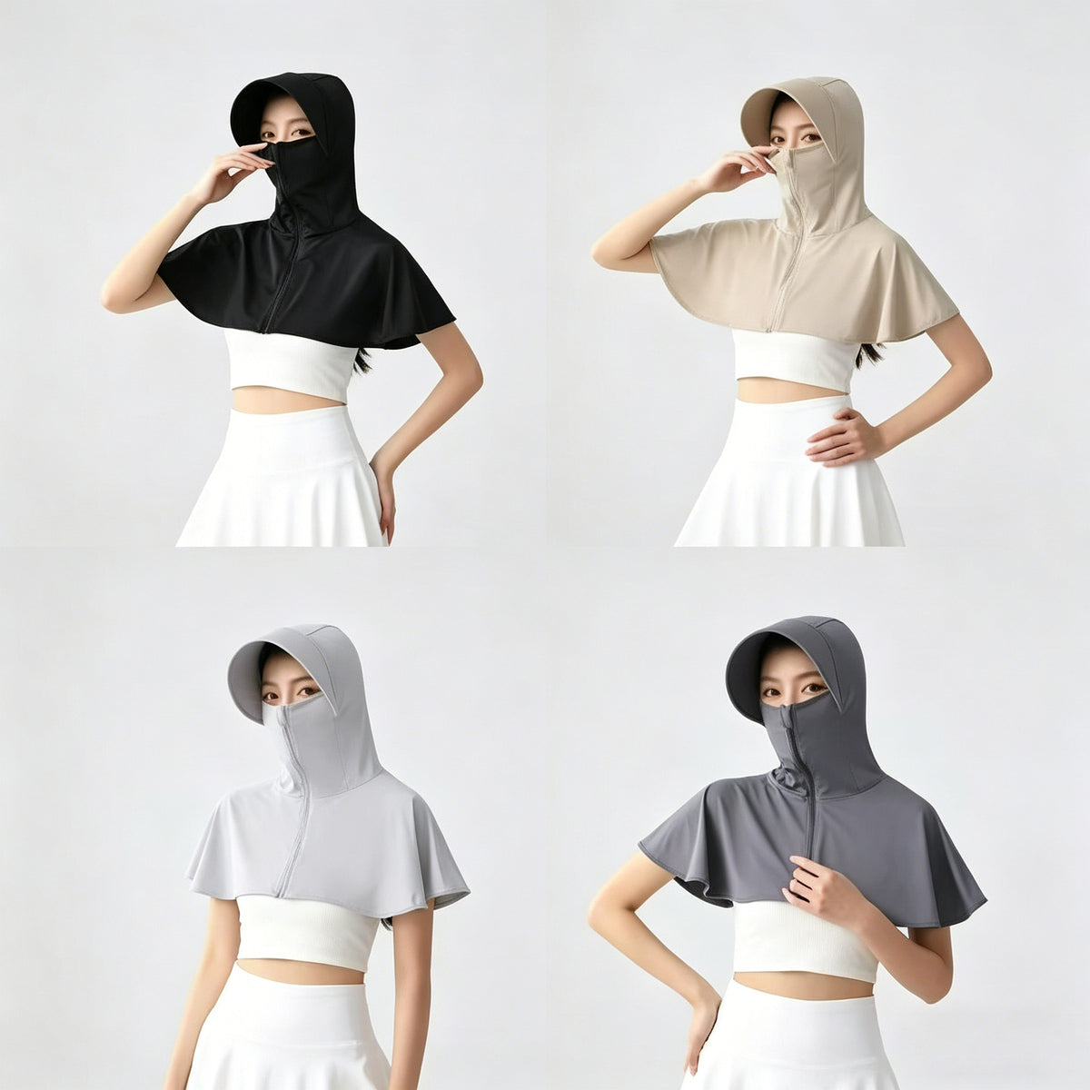 Women's UV Protection Hooded Face Mask Shawl