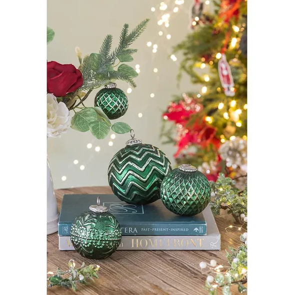 Christmas Ball Ornaments Set - 6 Glass Decorative Hanging Balls