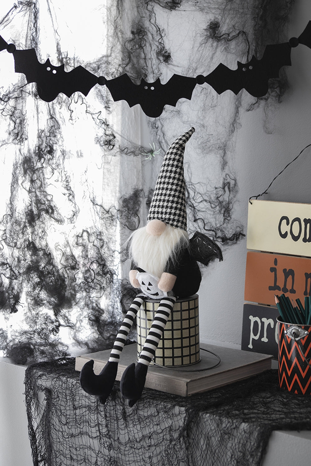 Set of 2 Black Gnomes with Wings - Halloween Decor - 23.5"