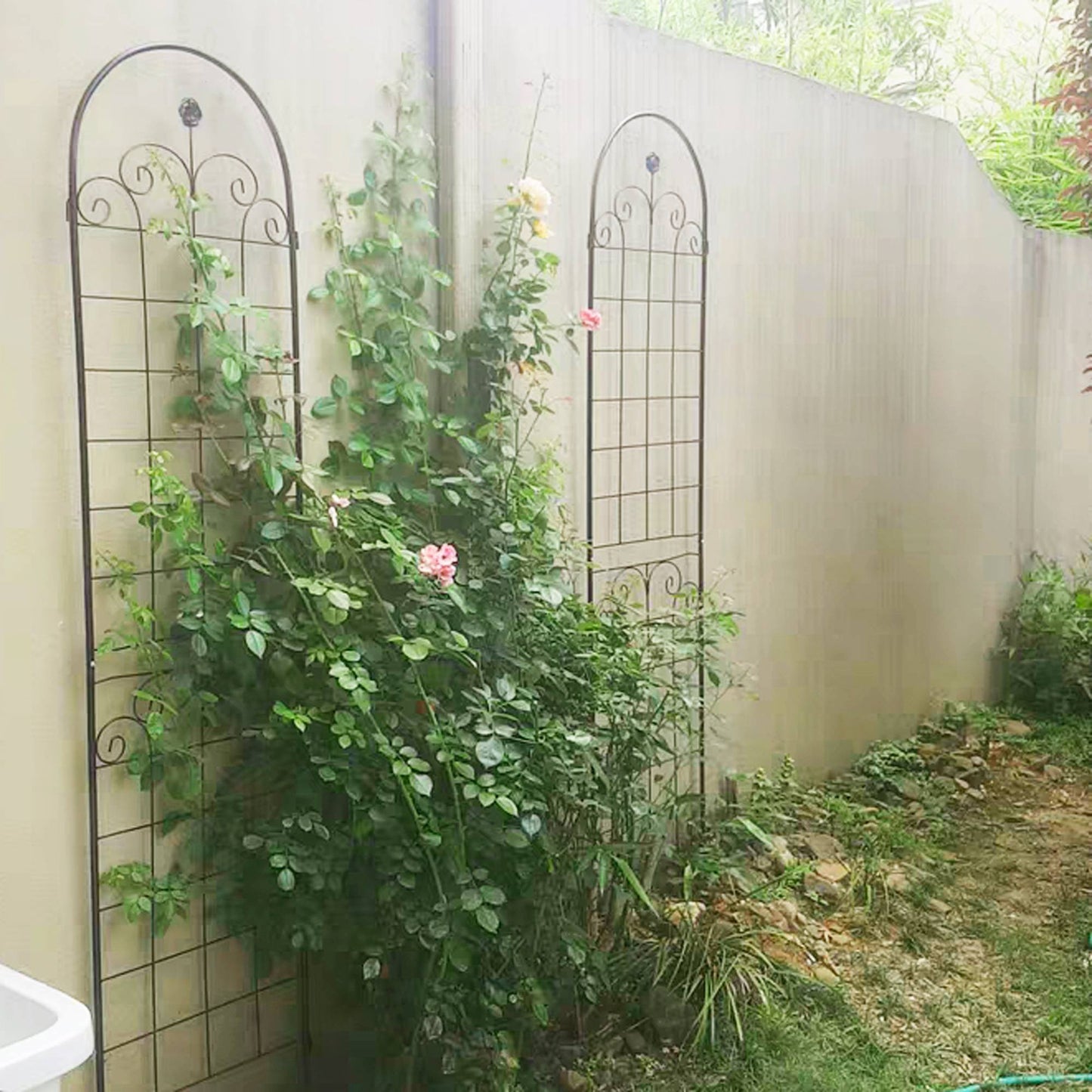 Metal Garden Trellis Pack for Climbing Plants Outdoor Support Black 4 Pack