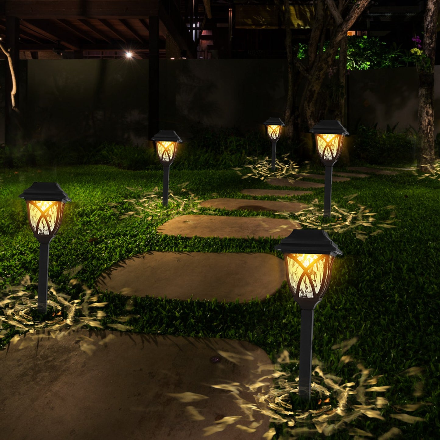 6 Pack Solar Powered Outdoor Pathway Lights Waterproof Landscape Garden Lamps