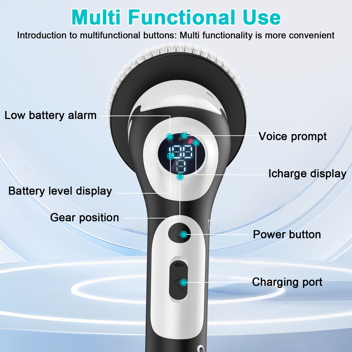 Wireless Charging Multifunctional Electric Cleaning Brush - White 9-in-1