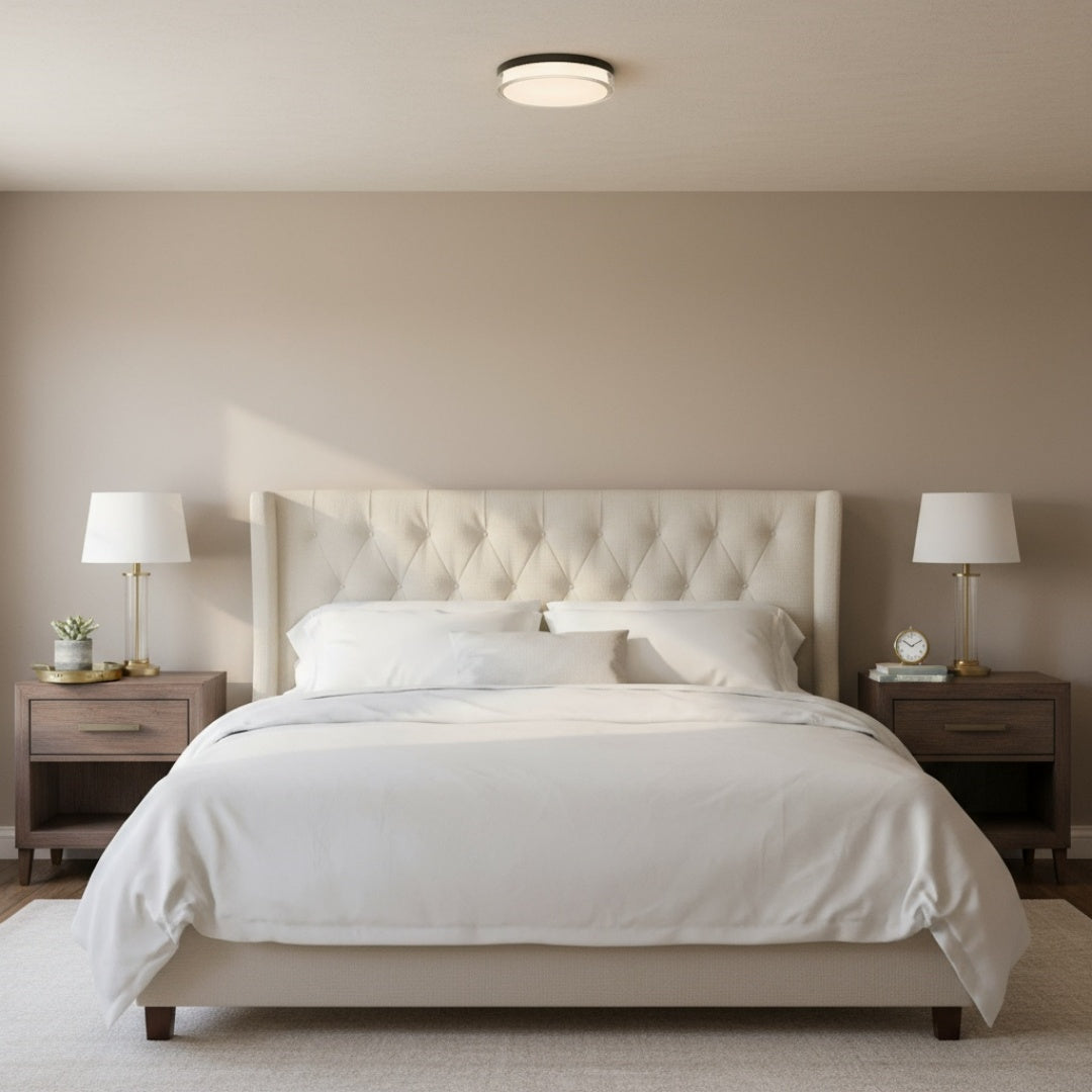 12-Inch Black Integrated LED Flush Mount Light Fixture