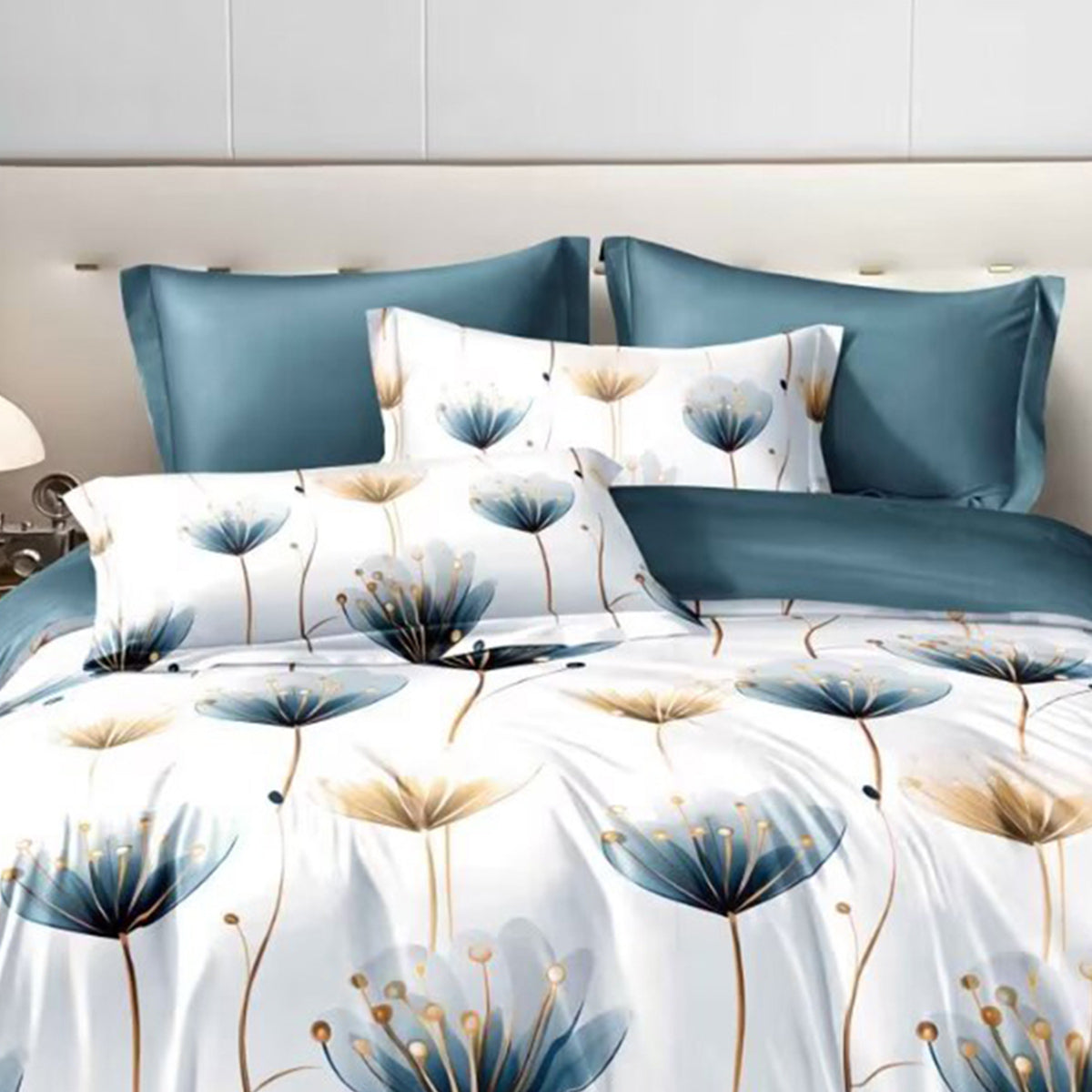 3-Piece Blue and White Floral Duvet Cover Set - Multiple Sizes