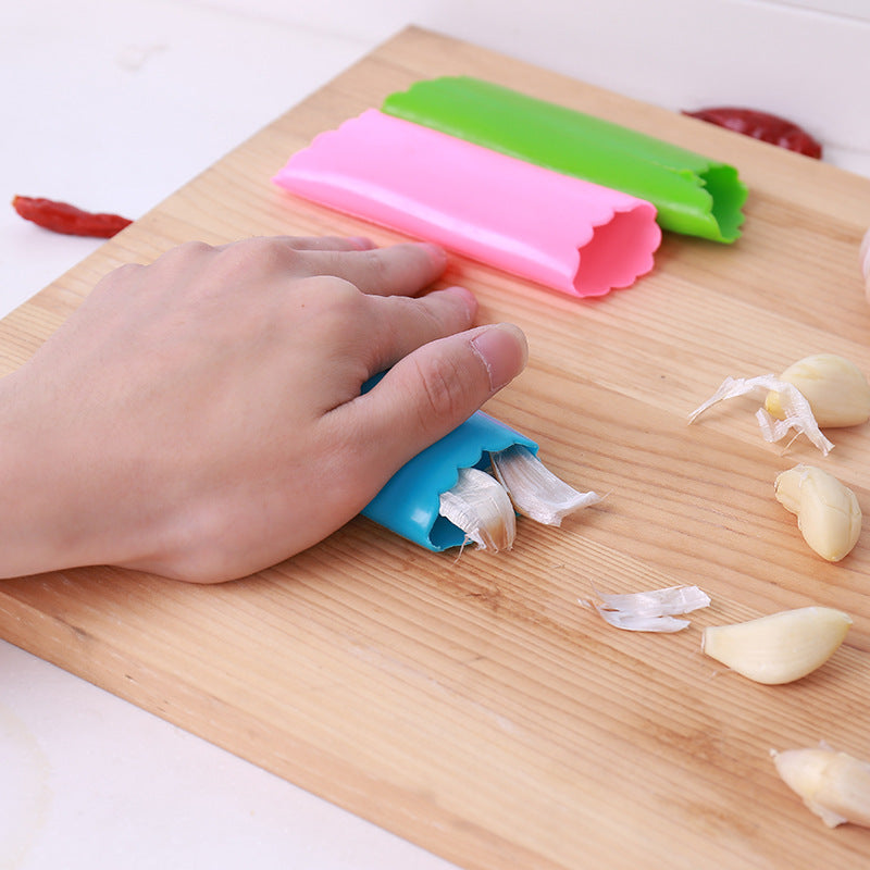 Manual Garlic Press Kitchen Tool - Silicone Handheld Peeler, Multiple Colors