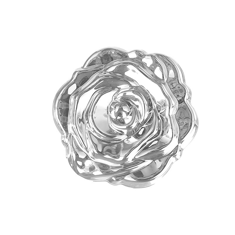 Portable Folding Mirror with Electroplated Rose Design for Beauty & Home