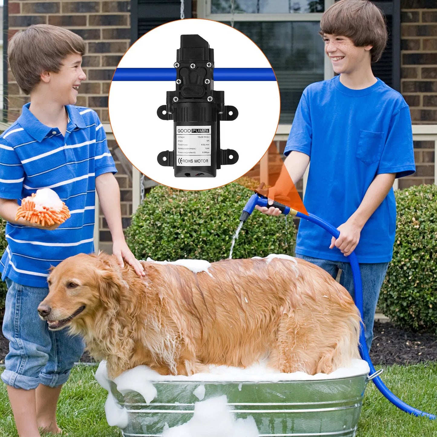 12V Water Pump Diaphragm Self-Priming Sprayer for RV Marine Boat Garden
