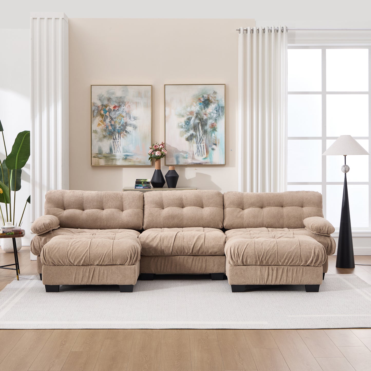 U Shaped Modular Sectional Sofa - Modern Deep Seat Cloud Couch
