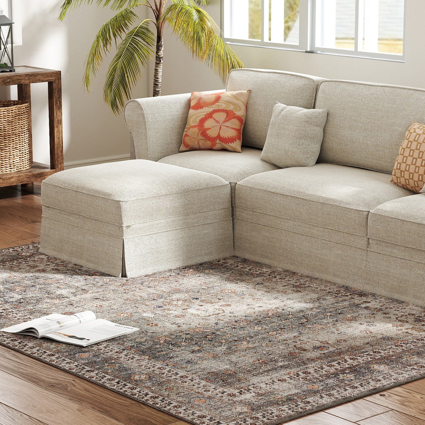 Machine Washable Non-Slip Area Rug 5x7 - Dark Mixed-Brown