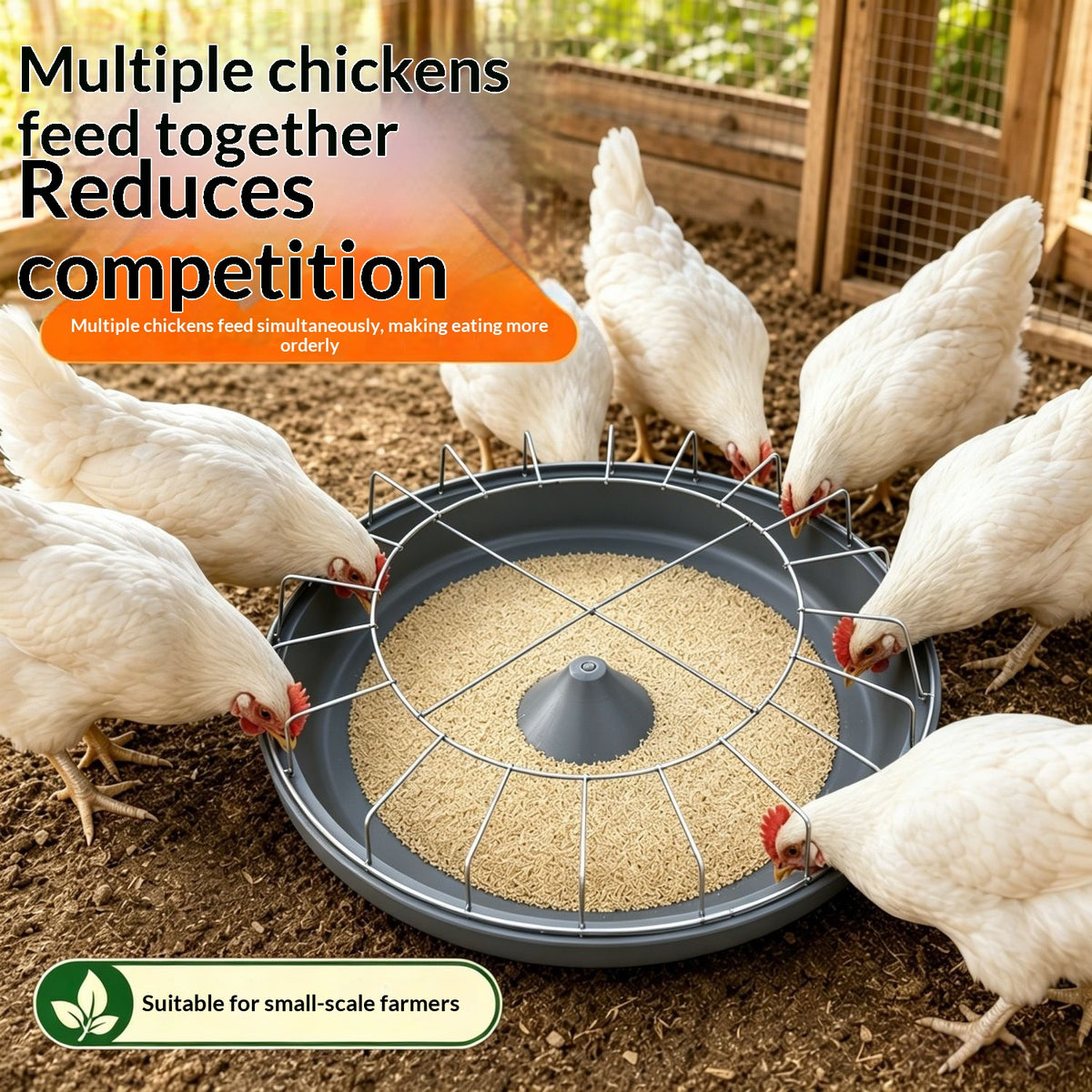 Poultry Feeding Trough - Thickened Plastic Circular Feeder for Chickens Ducks Geese