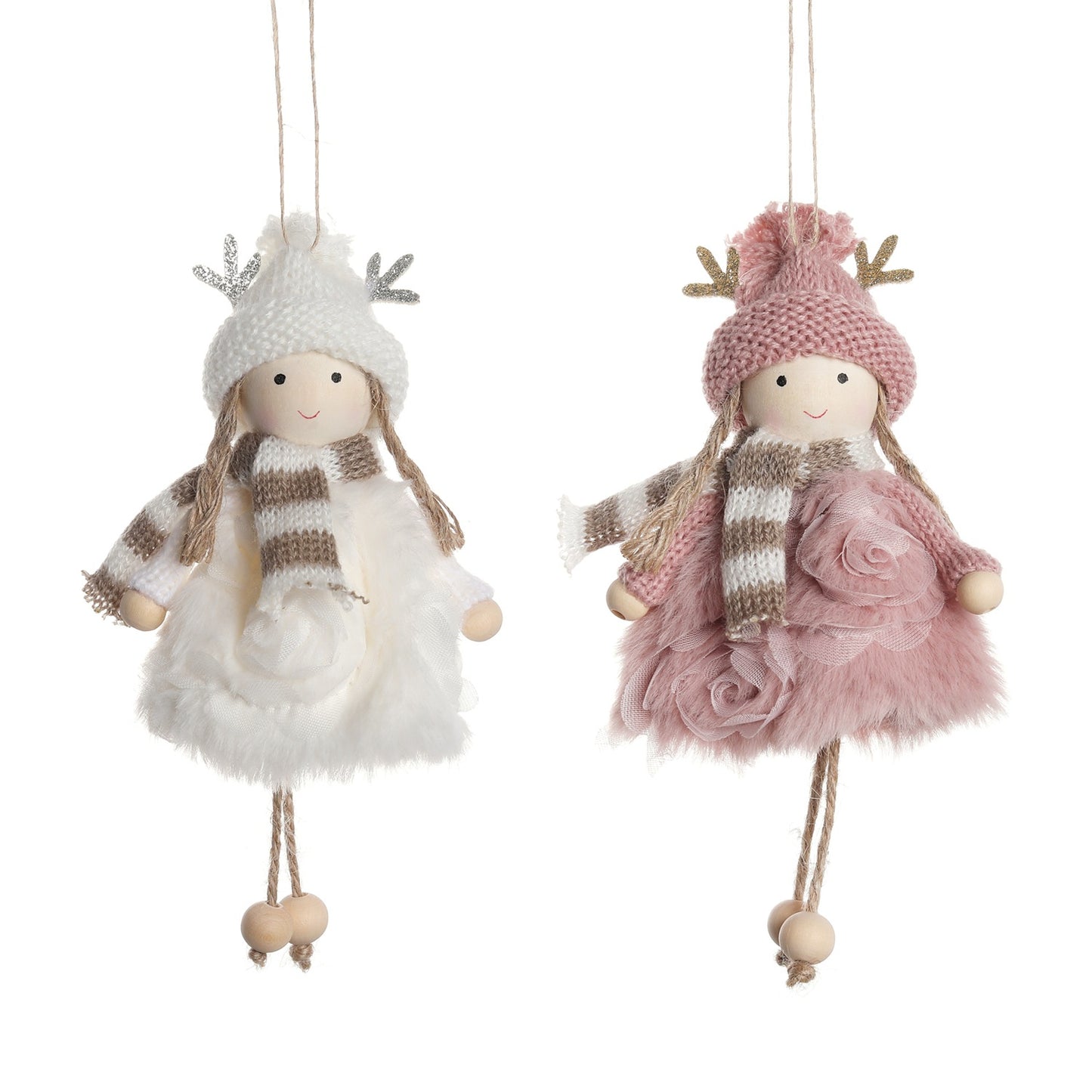 Christmas Wind Antler Doll Decoration Set - Girls' Holiday Ornaments