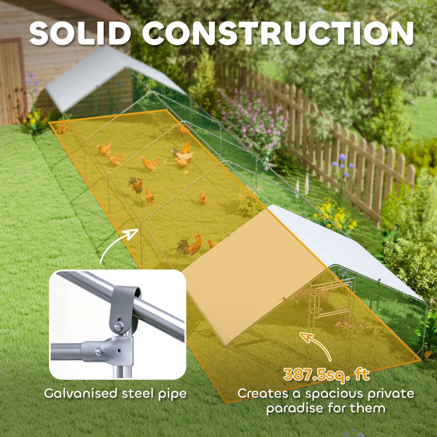 Large Outdoor Chicken Coop with Waterproof Anti-UV Cover - Silver, 39x10x6.4 Inches