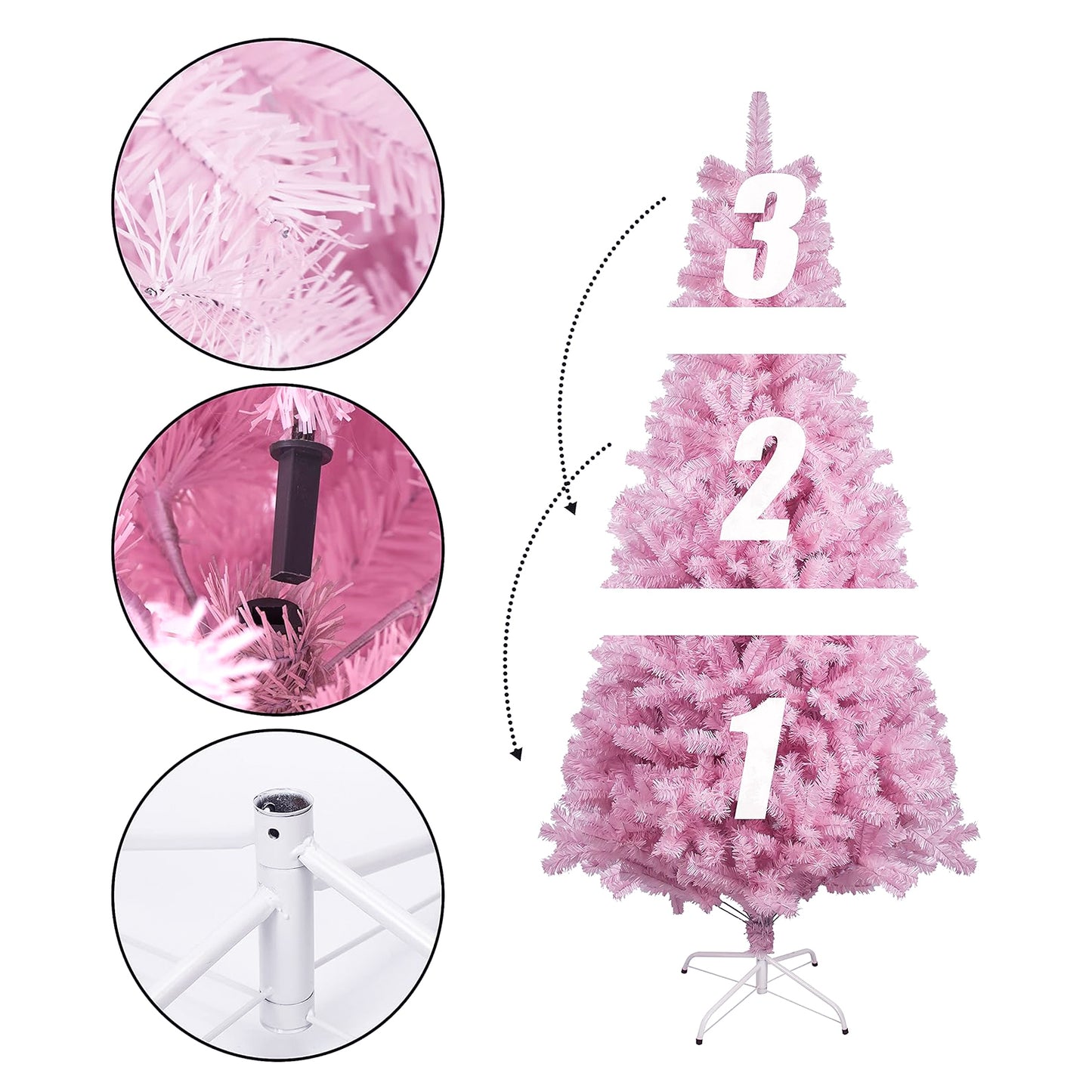 5FT Pink Christmas Tree - Slim Pencil Design