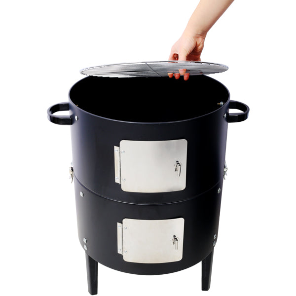 17 Inch Heavy Duty Charcoal Smoker Grill - Black