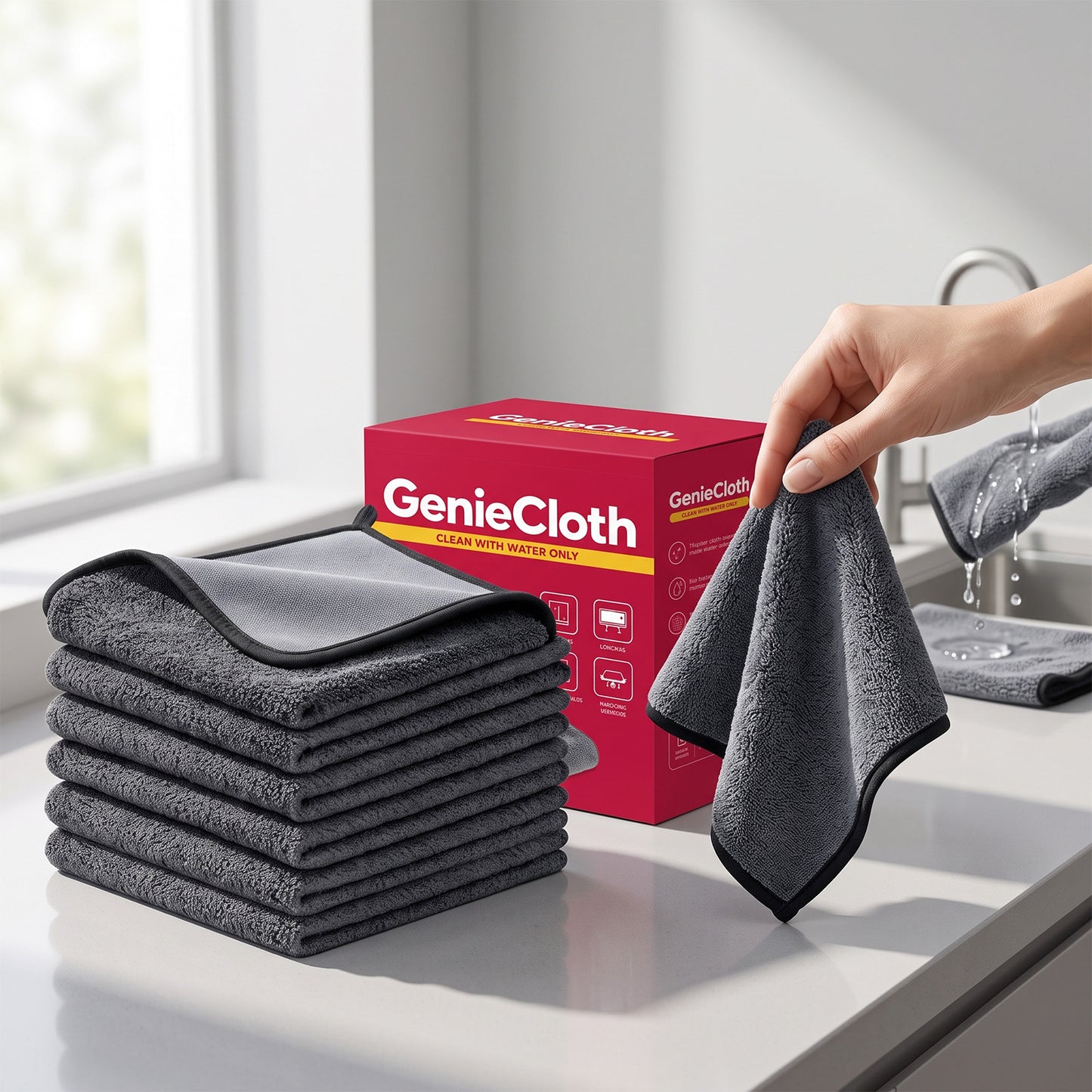 Multi-Purpose Cleaning Cloths 6 Pieces for Car, Kitchen, and Home Surfaces