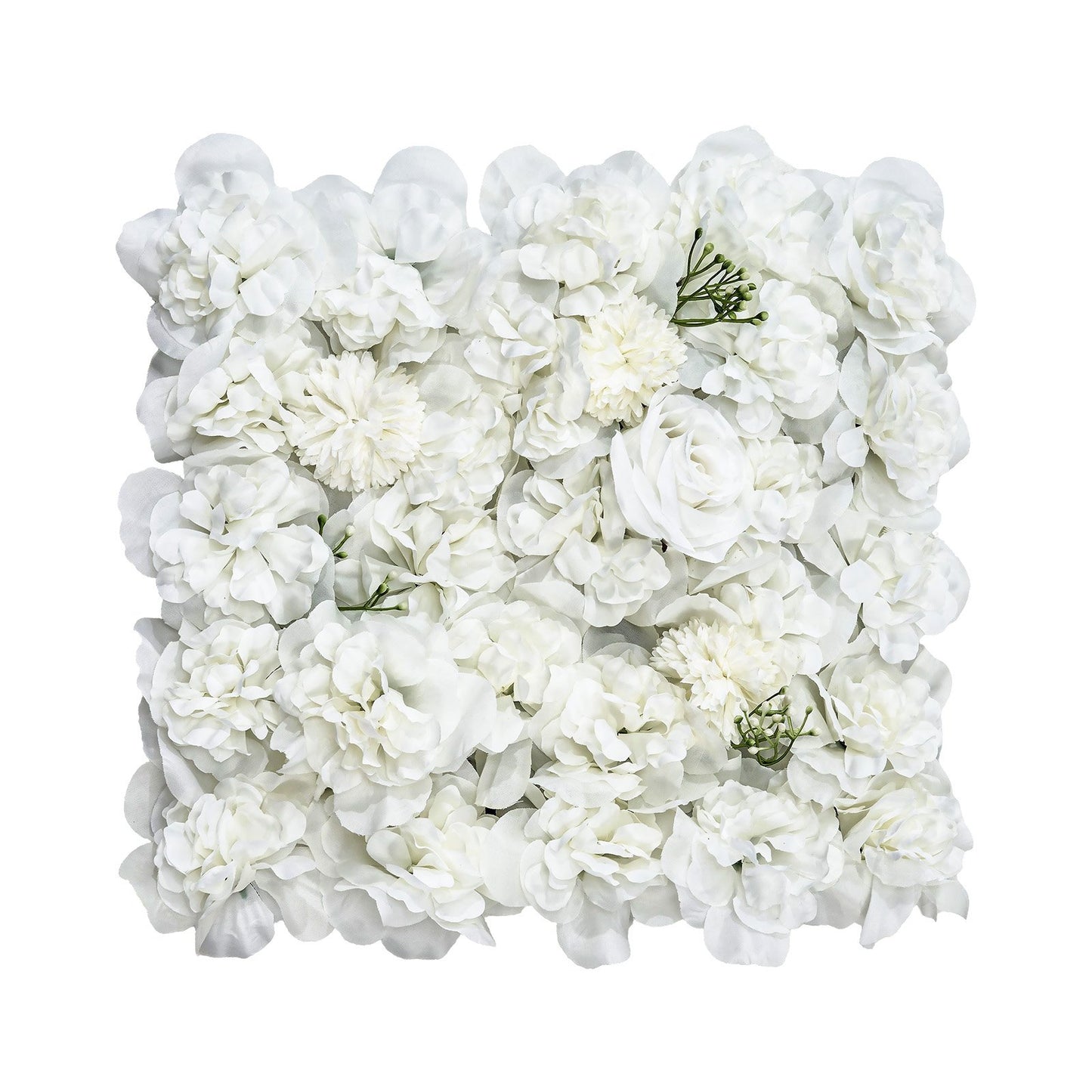 White 3D Flower Wall Panel Set - Artificial Floral Background for Wedding Decor 24 pcs