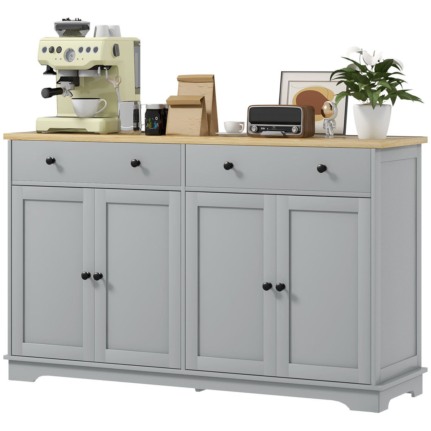 Modern Sideboard Buffet Cabinet with Storage Drawers - Gray
