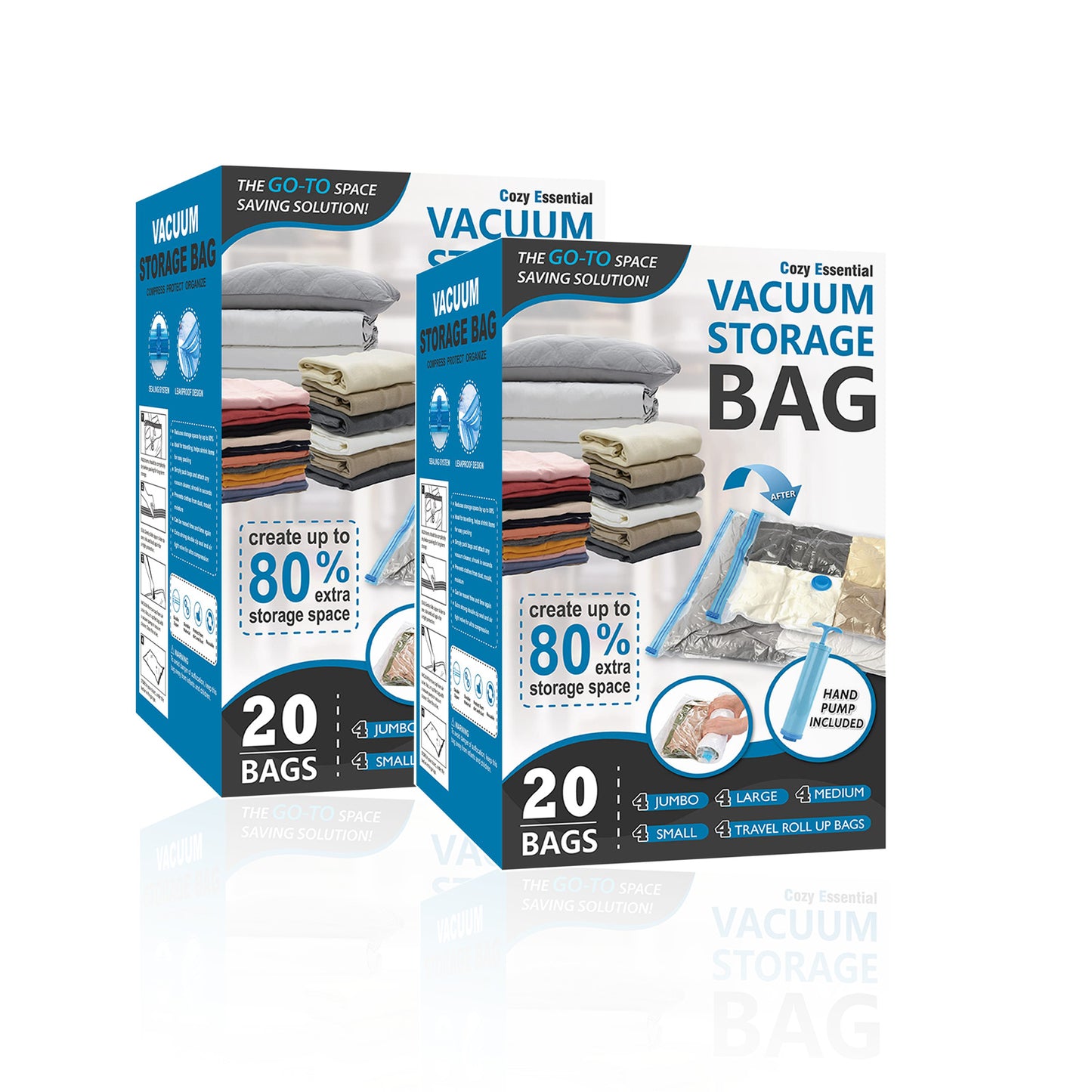 Transparent Clothing Compression Storage Bag 20-Pack for Wardrobe Organization