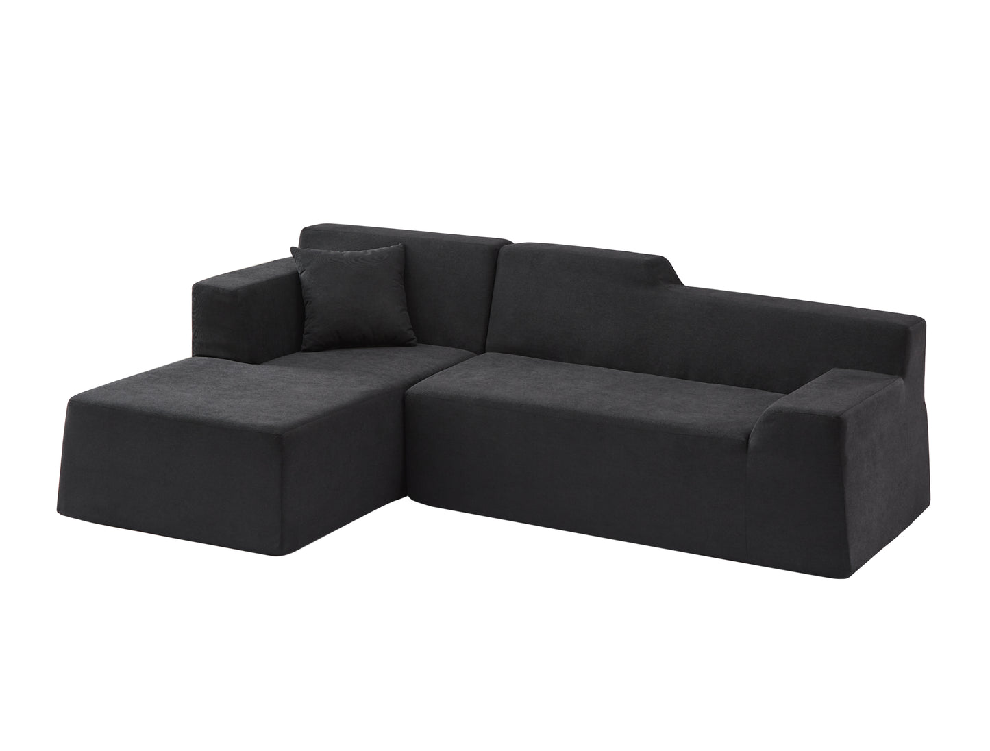 L-Shaped Corduroy High Back Sofa - Modern Minimalist Design, Black