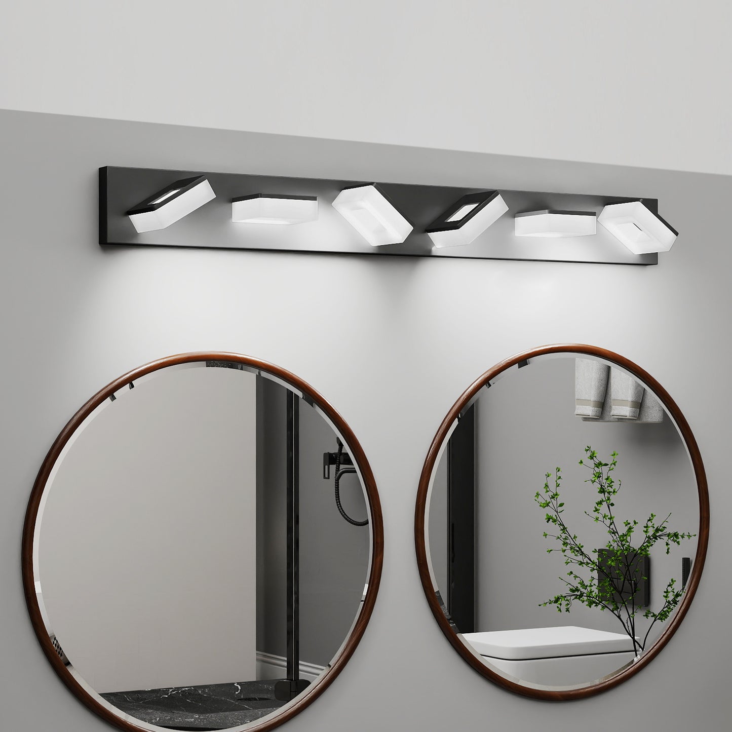 6-Light LED Bathroom Vanity Light Fixture - Matte Black, 39-Inch