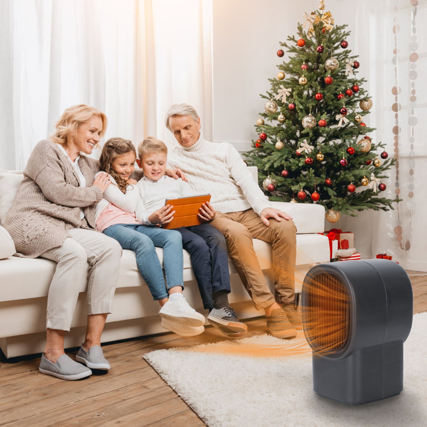 400W Portable Electric Space Heater for Home Office Small Room Grey