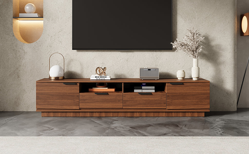 78 Inch Modern TV Stand for 85 Inch TVs - Walnut Finish