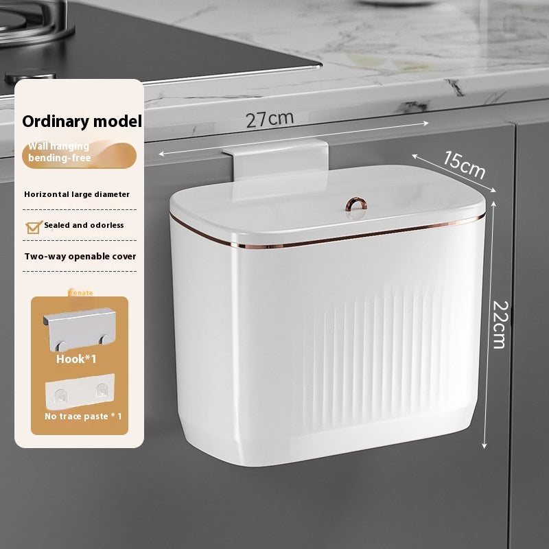 Wall-Mounted Kitchen Trash Can Large Capacity Punch-Free Household Storage Bin