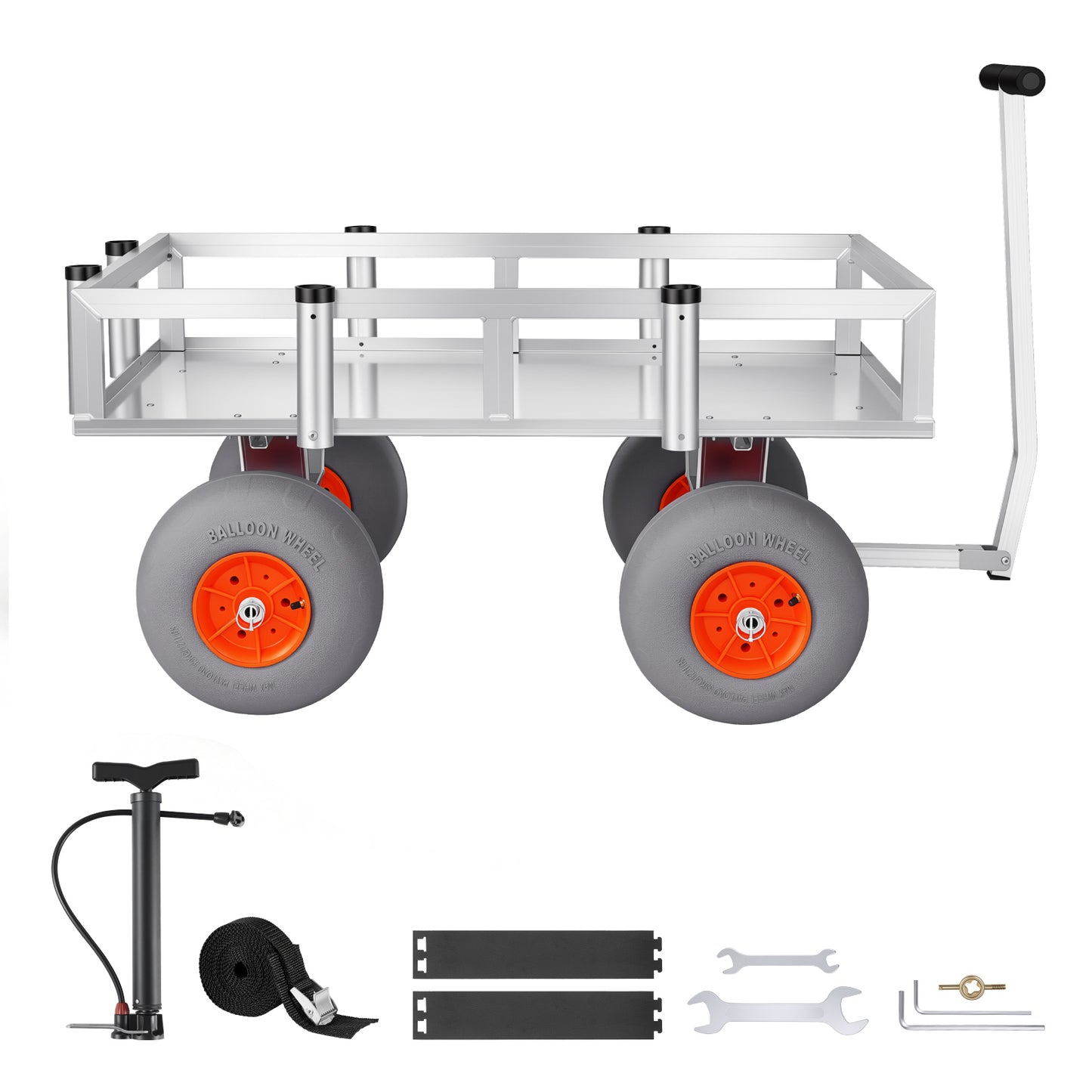 Heavy-Duty Fishing Cart with 350 Lb Load Capacity - All-Terrain Wagon with 6 Rod Holders