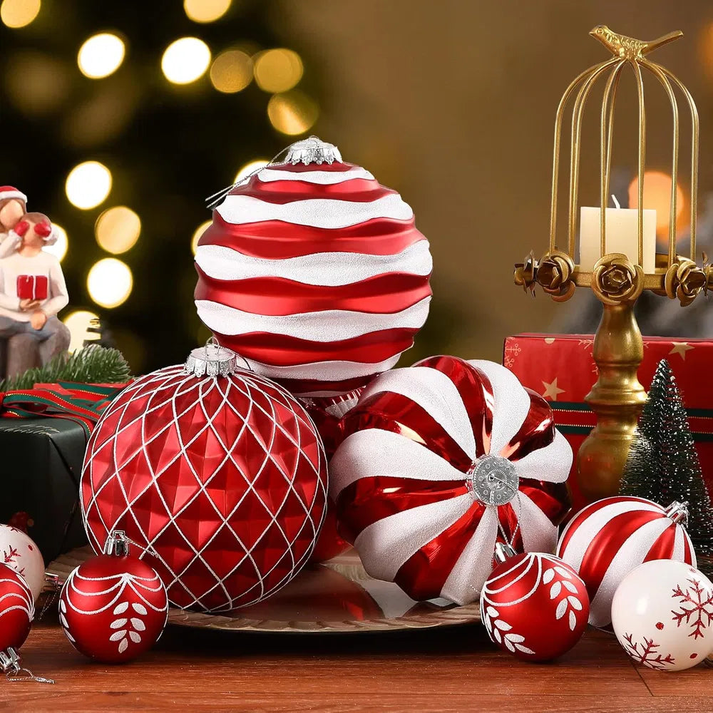 Large Christmas Ball Ornaments - 4 Pcs Shatterproof Decorations