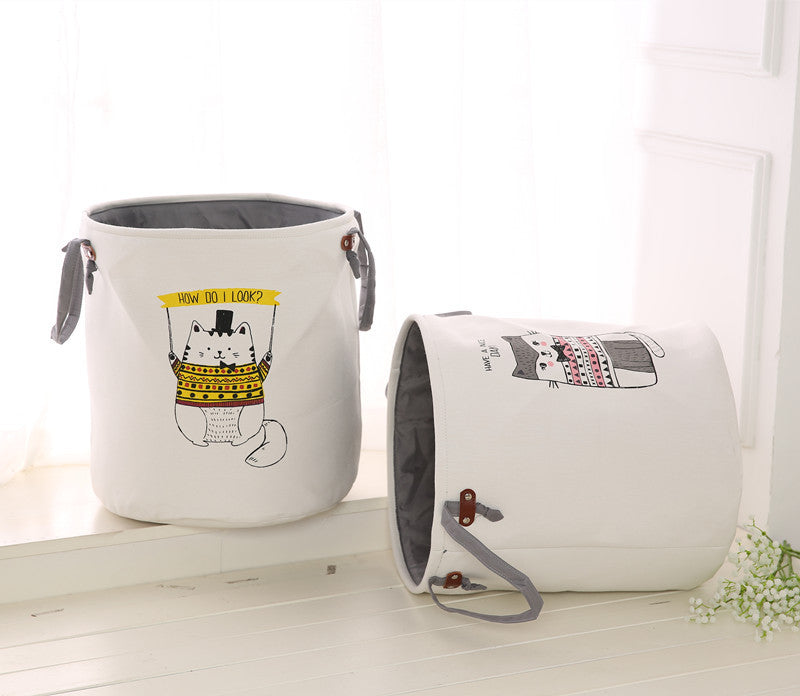 Double Bucket for Clothes Storage - Cartoon Design, 35x40cm