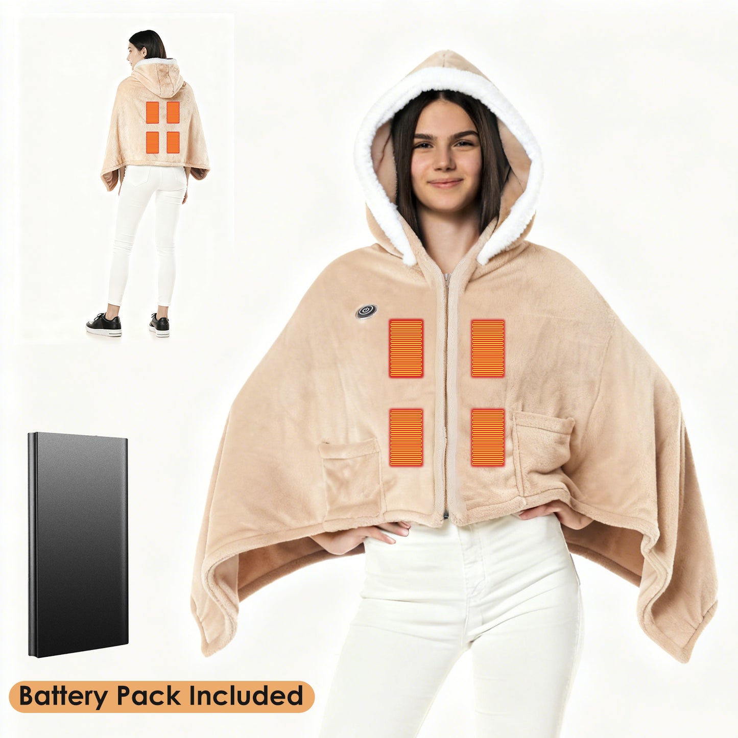 Heated Throw Blanket with 20000mAh Power Bank - Portable Electric Wrap for Women Men