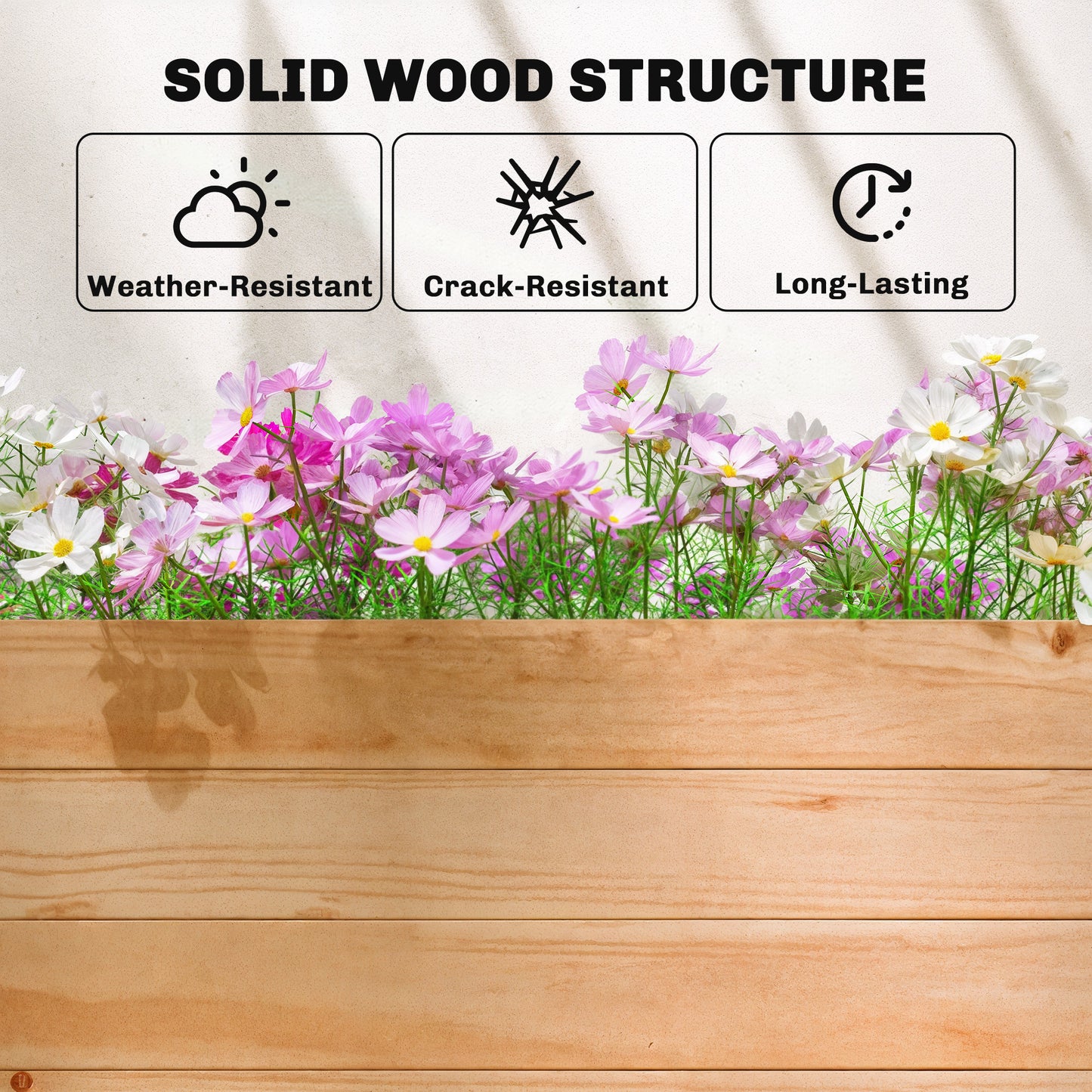 Wooden Planter Box with Trellis and Drainage Holes for Climbing Plants