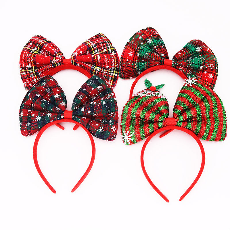 Children's Plaid Knot Headband - Red, Green & Dark Green Variants