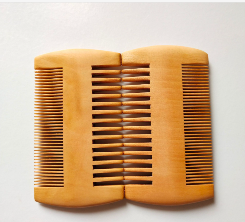 Double-Sided Wooden Comb - Peach & Beech Hair & Beard Comb